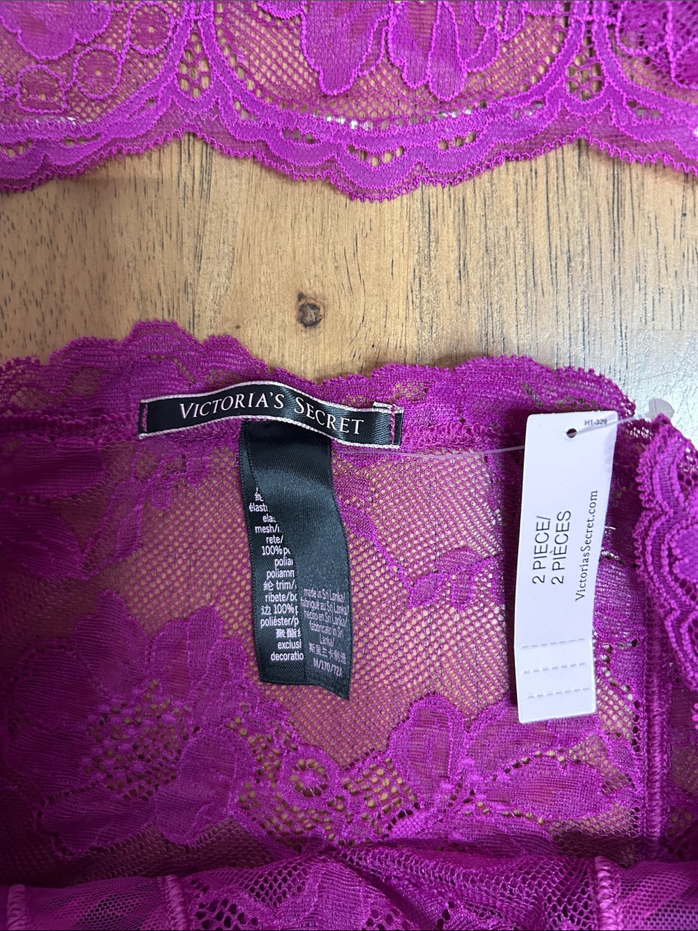 Victoria's Secret Fuchsia Lace Bralette & Garter Skirt Set - Picture 2 of 4